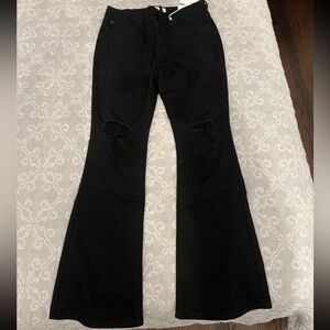 Black Distressed Bellbottom Jeans